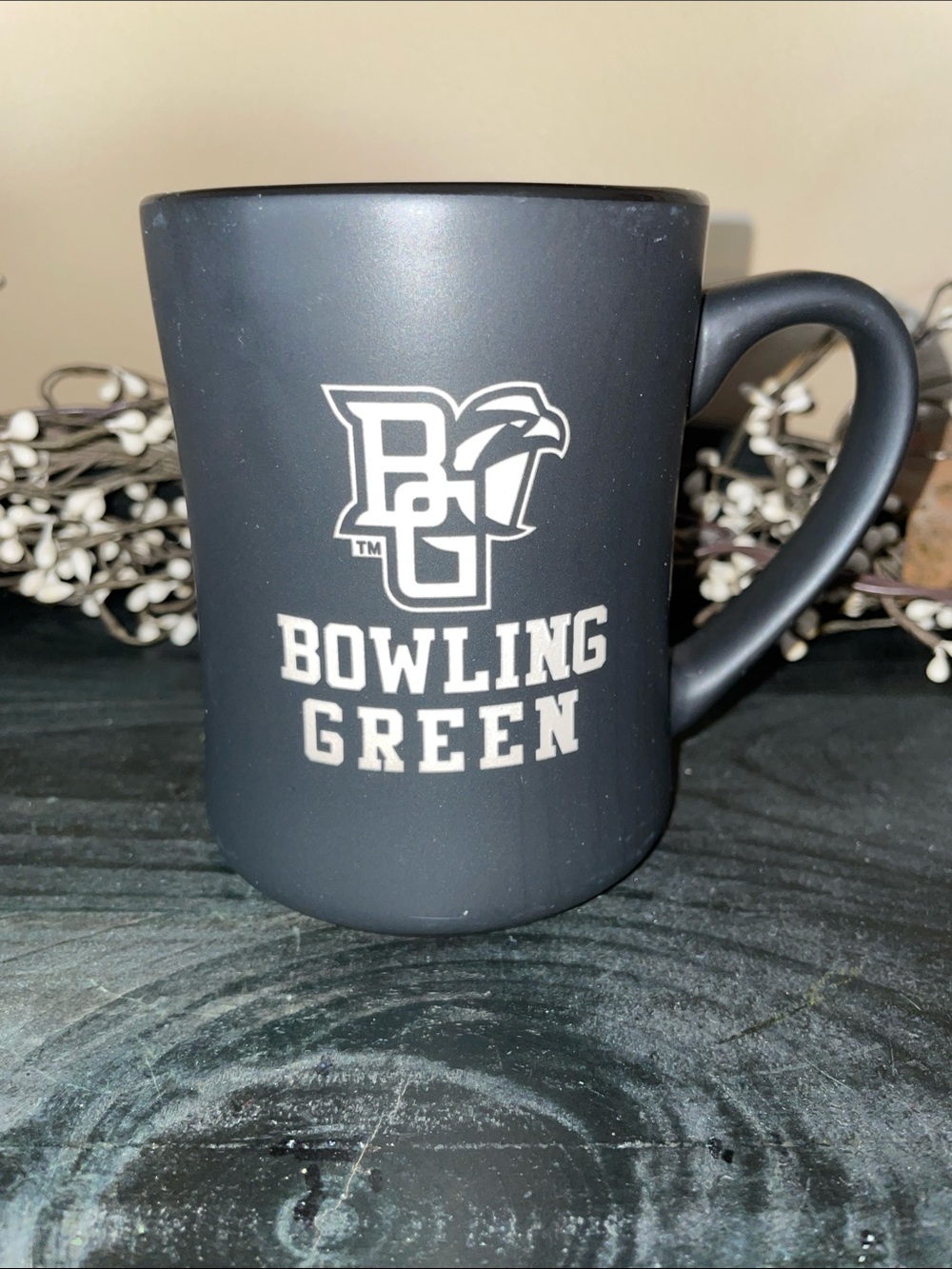 Bowling Green University Laser Cut Matte Black Ceramic Coffee Mug